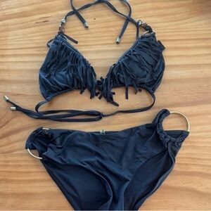 Vitamin A Navy Bikini with Gold Accent